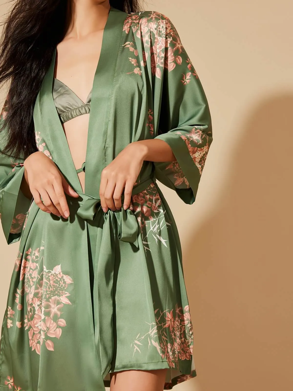 Olive Short Kimono Robe - Search Result: Shop Now!