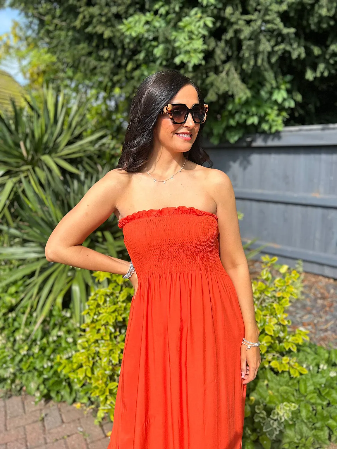 Orange Bandeau Dress Mimi