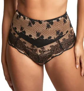 Panache Clara High Waist Brief 7254 - Black Vintage Gold