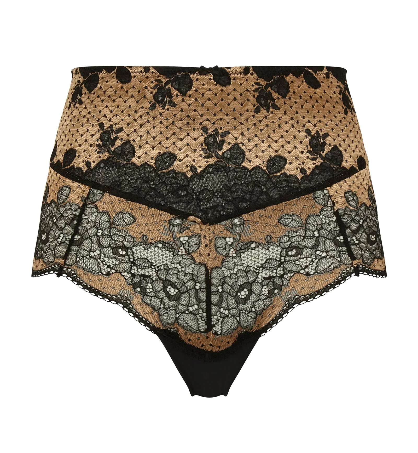 Panache Clara High Waist Brief 7254 - Black Vintage Gold