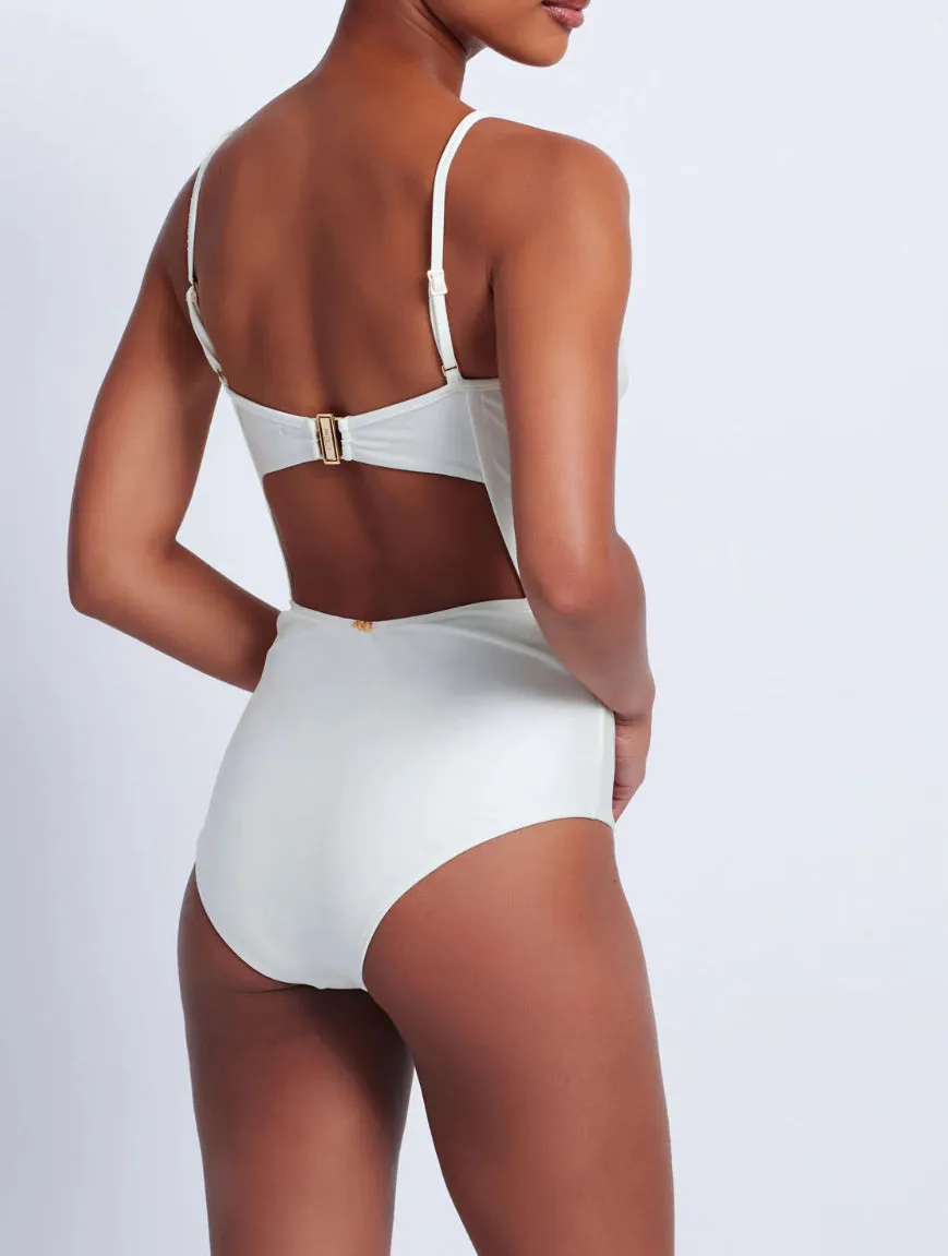 Patbo - White Corset Waist One Piece