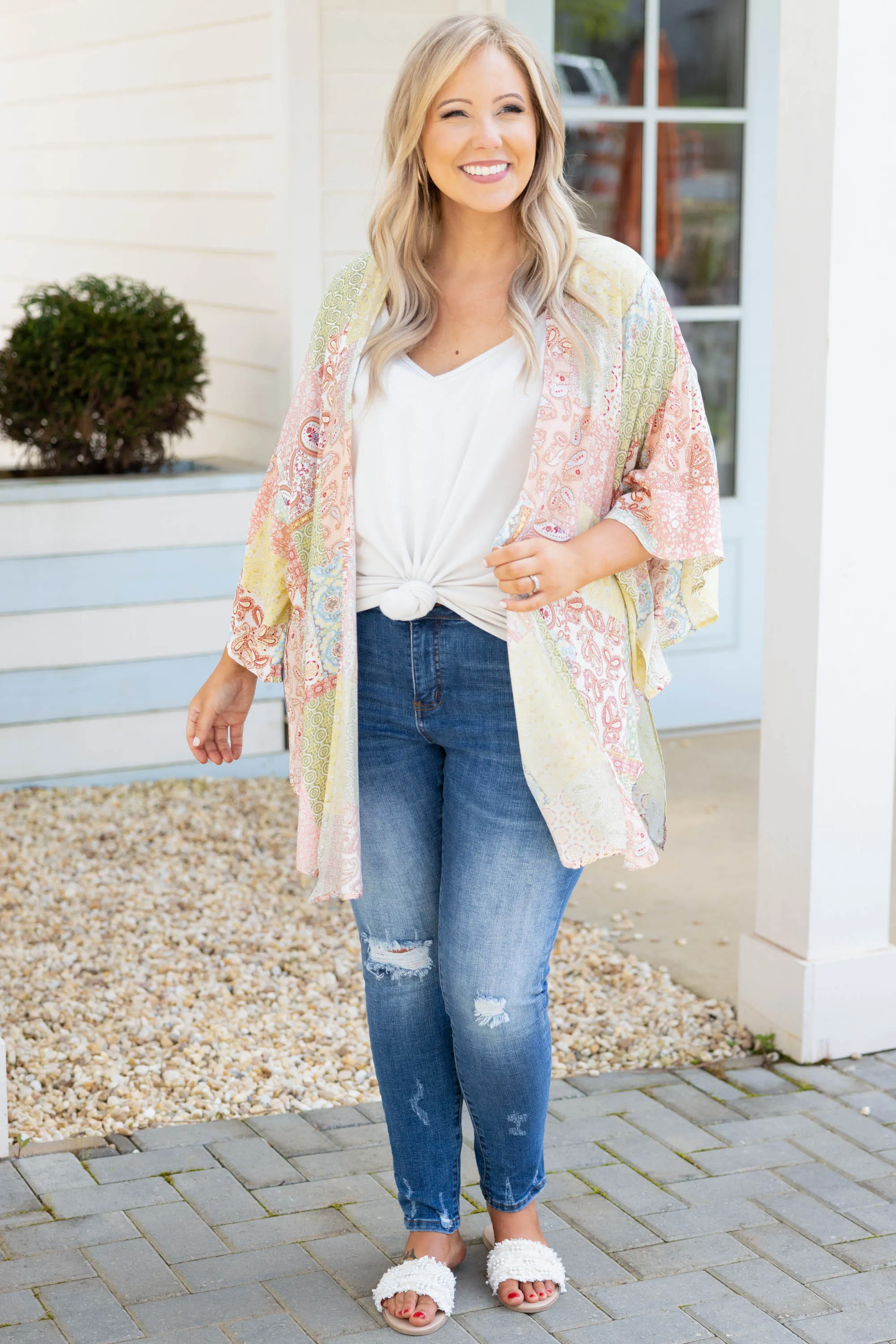 Peach Paisley Paradise Kimono - Trendy Fashion