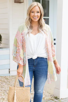 Peach Paisley Paradise Kimono - Trendy Fashion