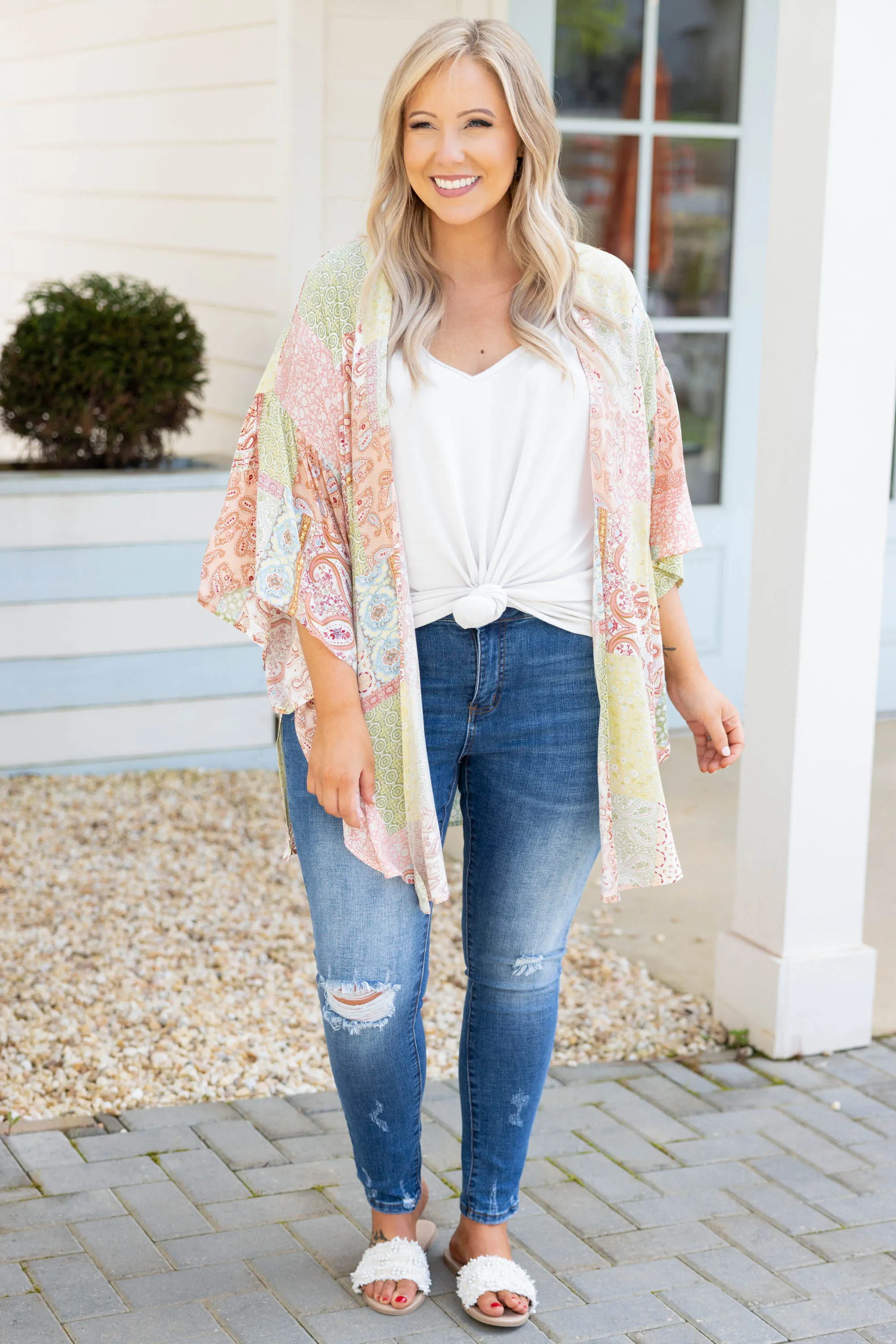 Peach Paisley Paradise Kimono - Trendy Fashion