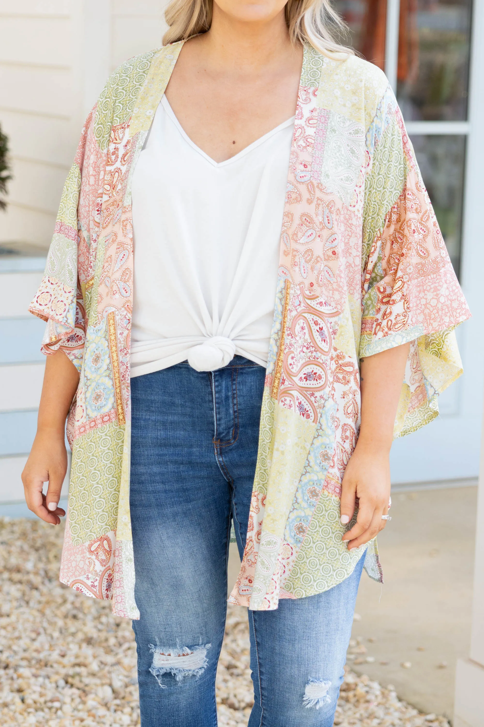 Peach Paisley Paradise Kimono - Trendy Fashion