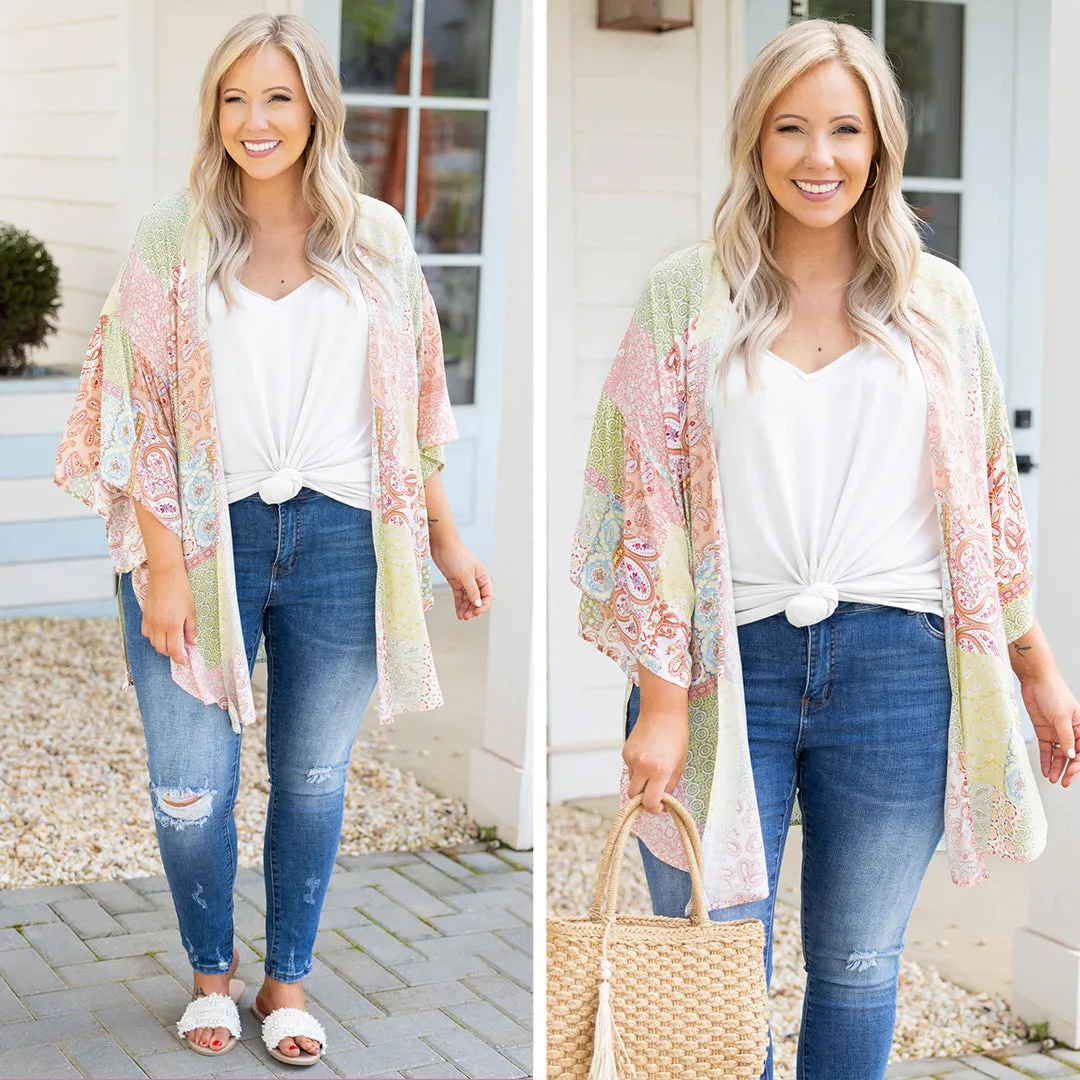 Peach Paisley Paradise Kimono - Trendy Fashion