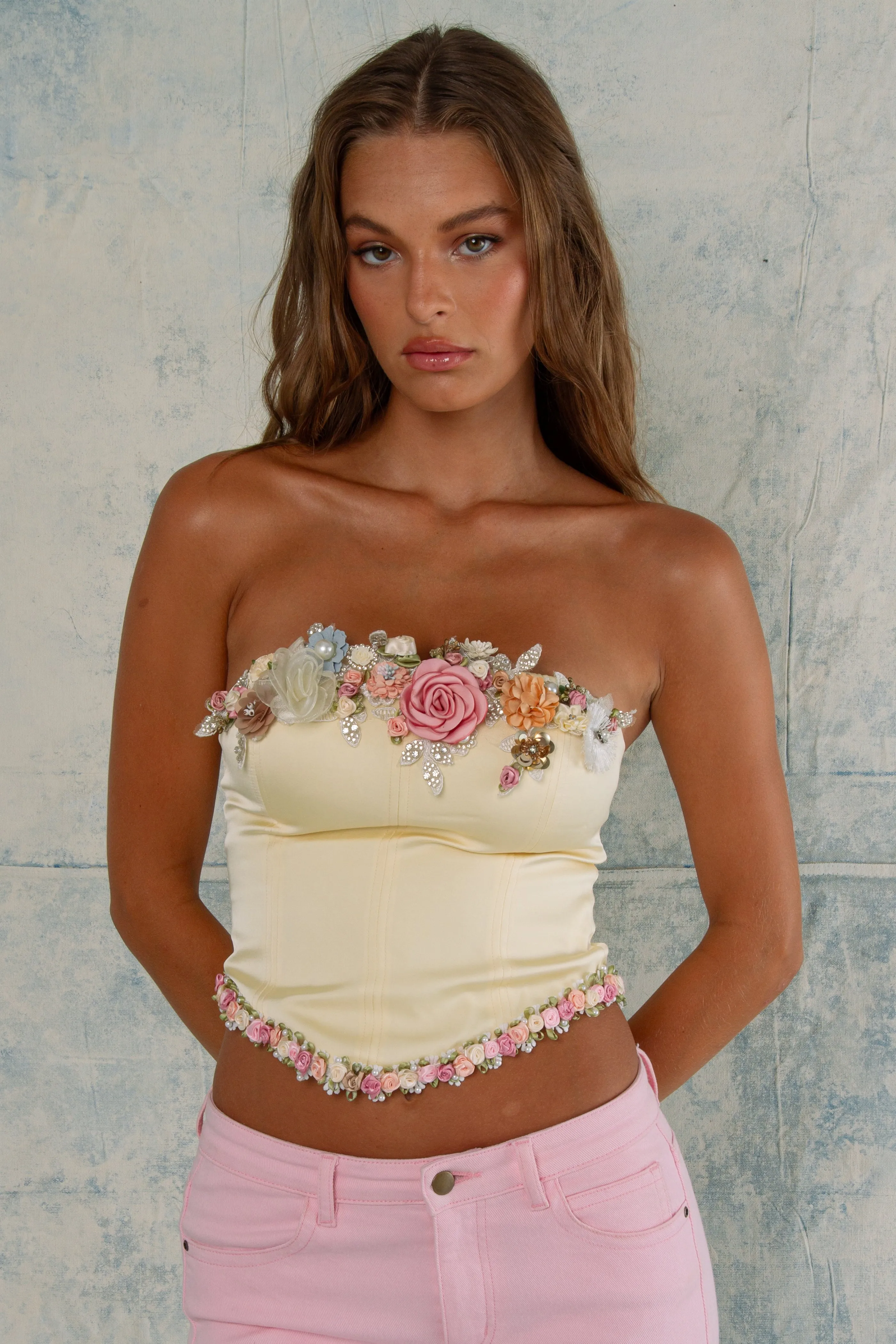 Peaches & Pearls - Lemon Bustier.