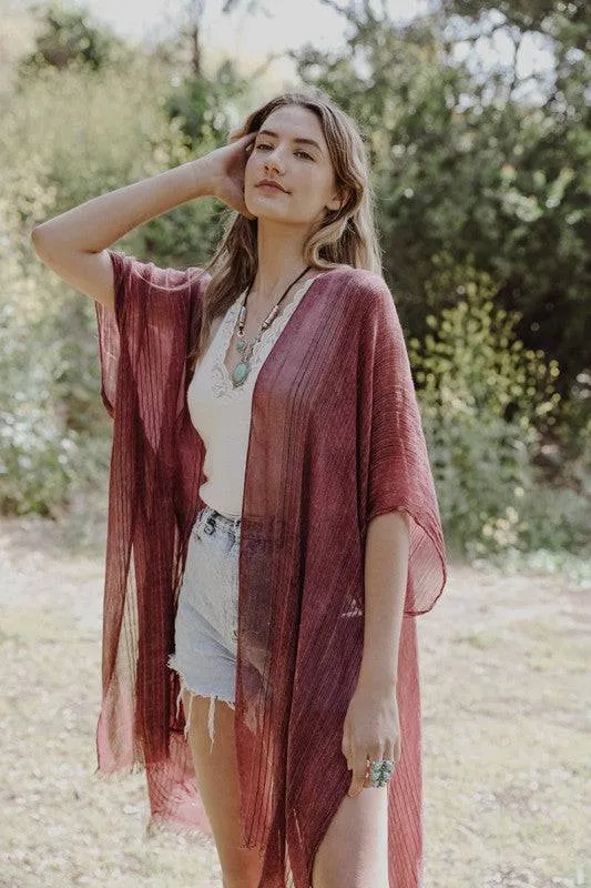 Pencil Stripe Kimono with Lurex Trim