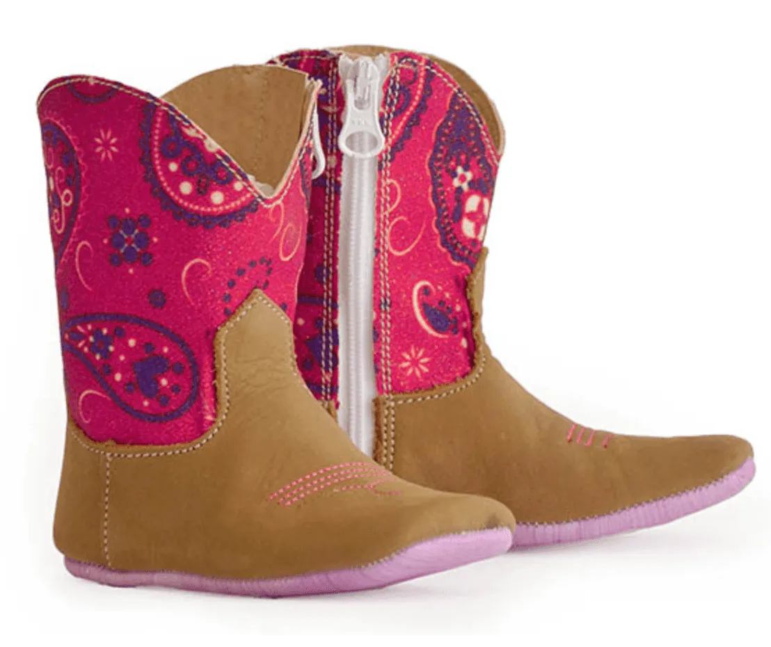 Pink Paisley Barrel Racer Cowgirl Boot for Infants - Tin Haul 0102-5017