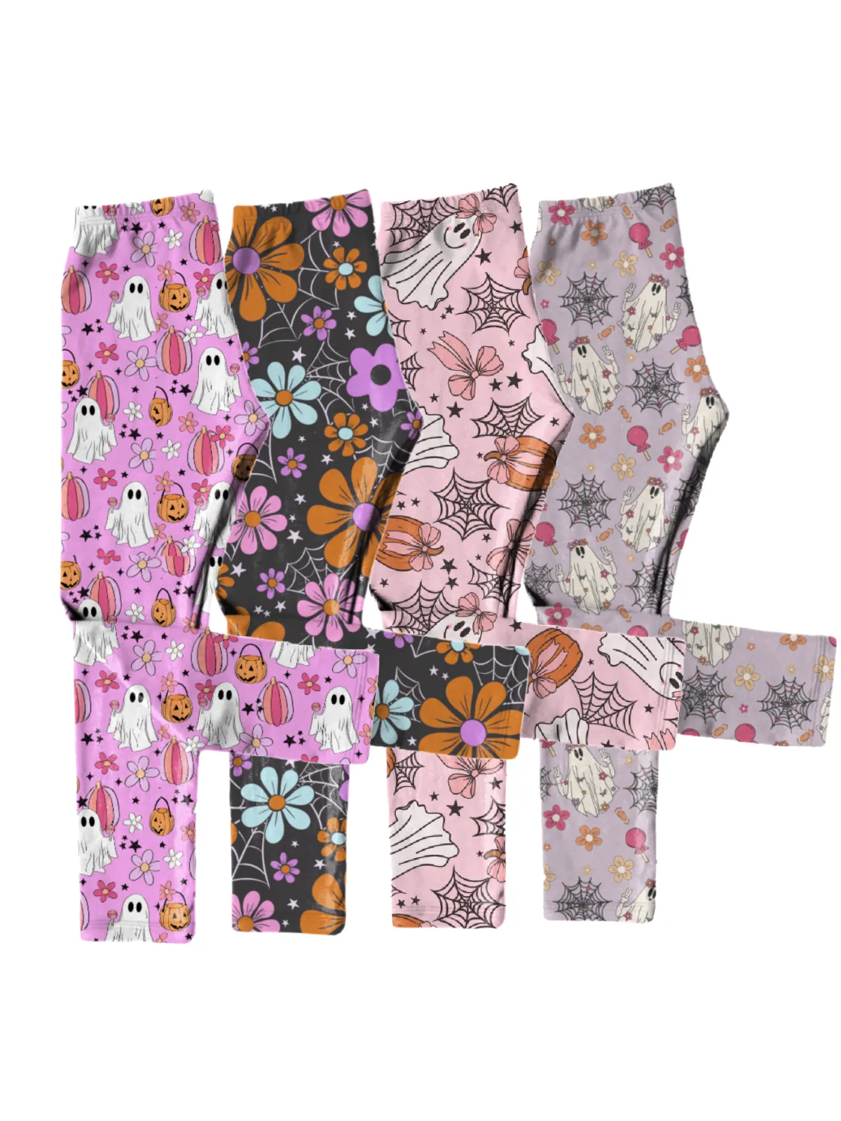 Pink Retro Halloween Girls Leggings