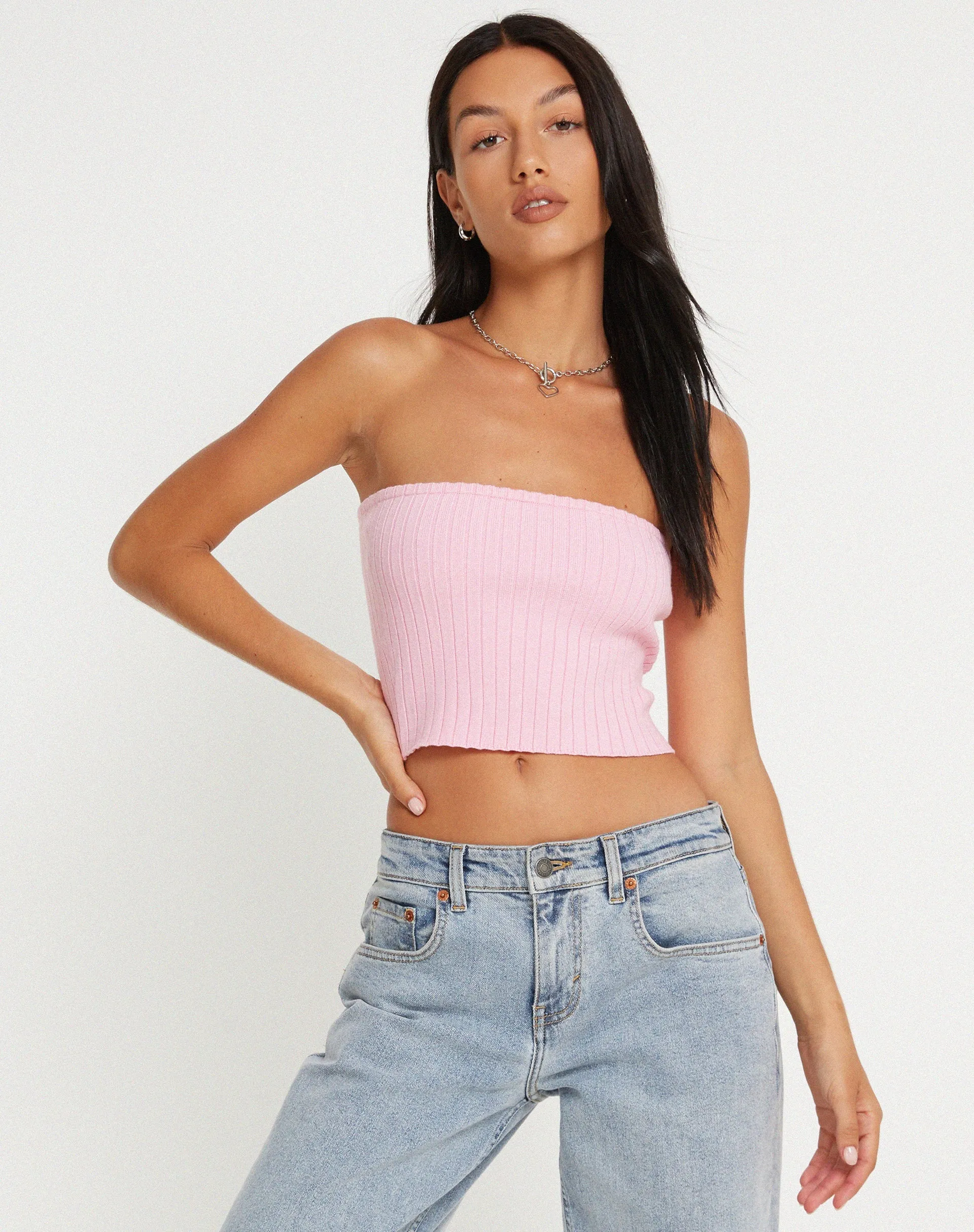 Pink Shae Bandeau Knitted Top