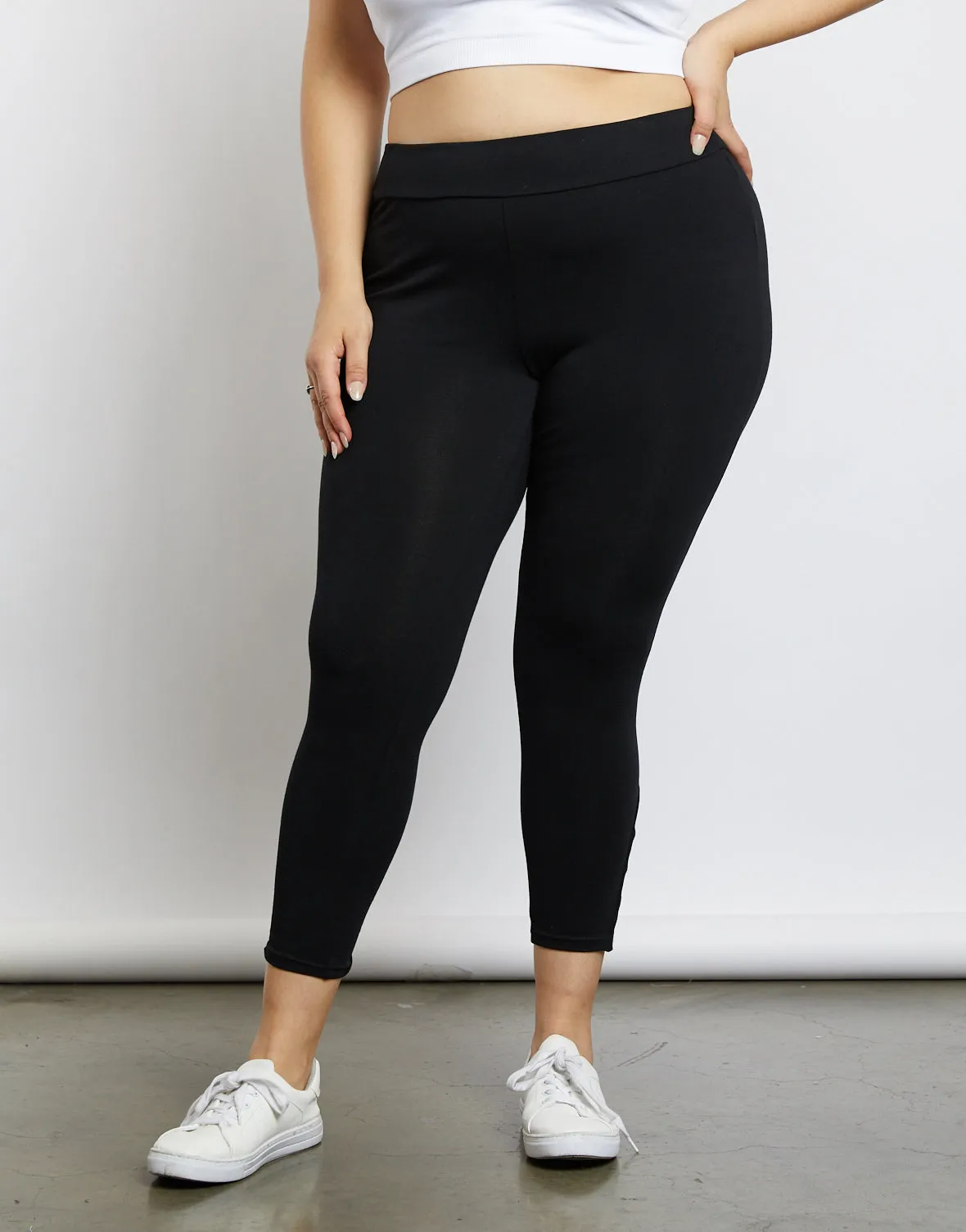 Plus Size Black Criss Cross Leggings for Women