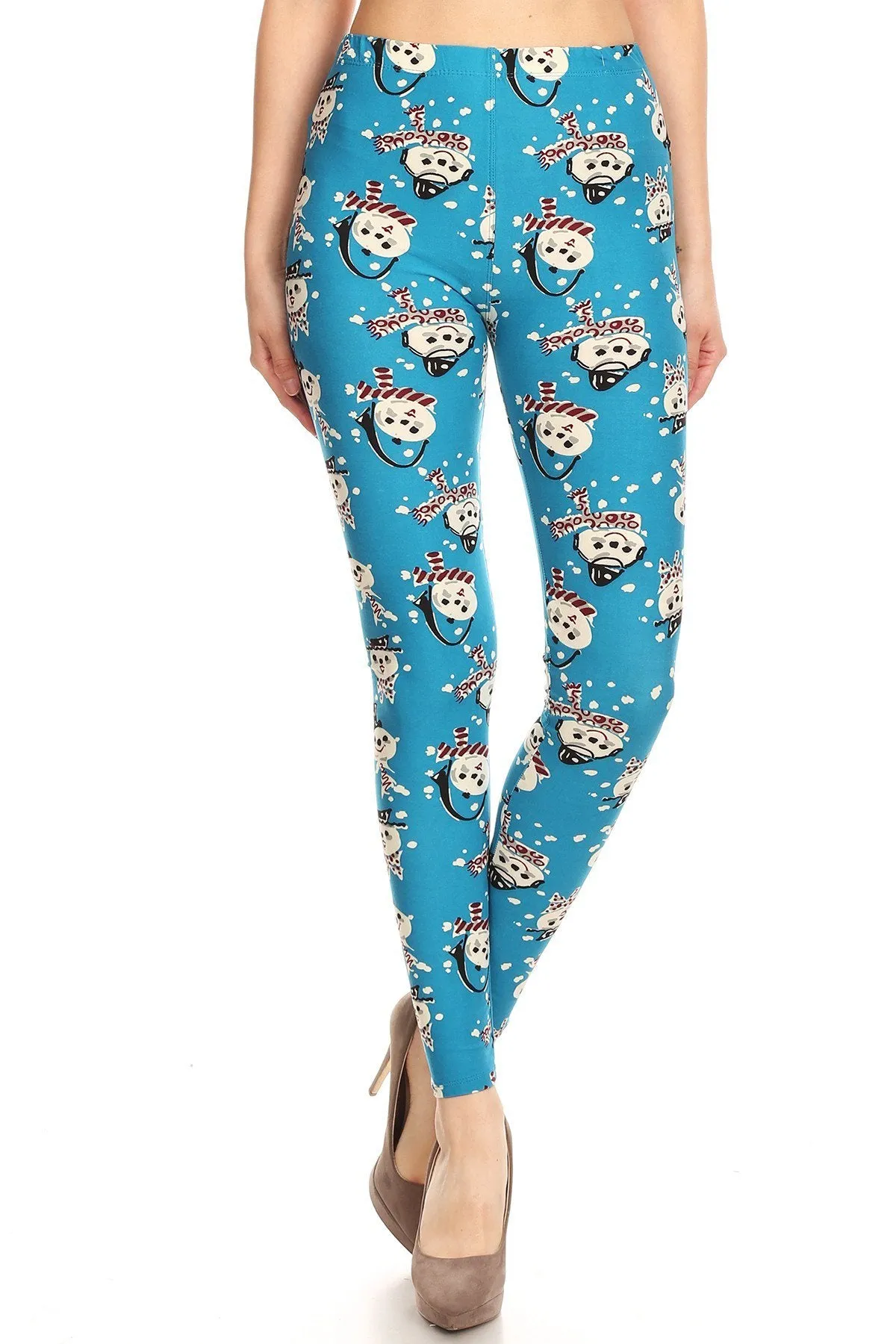 Plus size snowman leggings for women