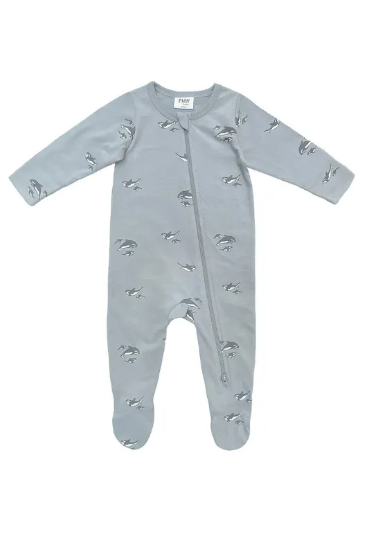 PNW Baby Footed Romper with Zipper - Orca