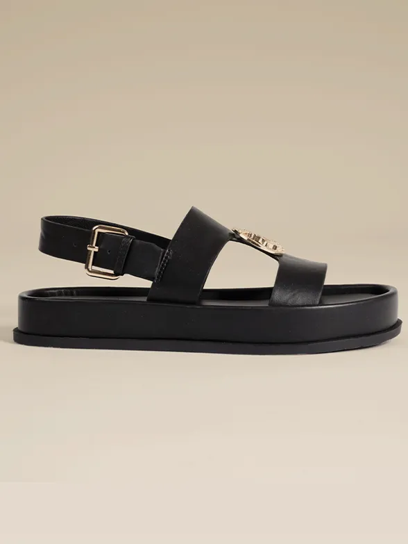 Polo black sandals for women with moulded unit trim