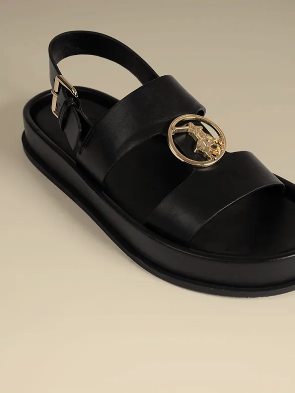 Polo black sandals for women with moulded unit trim