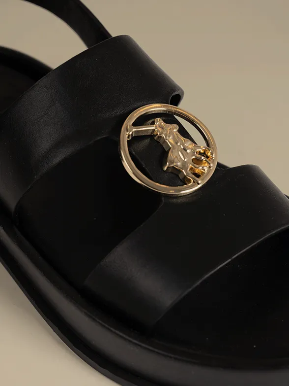 Polo black sandals for women with moulded unit trim