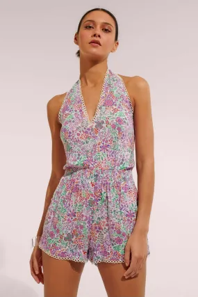 Poupette St. Barth - Beth Short Jumpsuit - White Lavender Nature