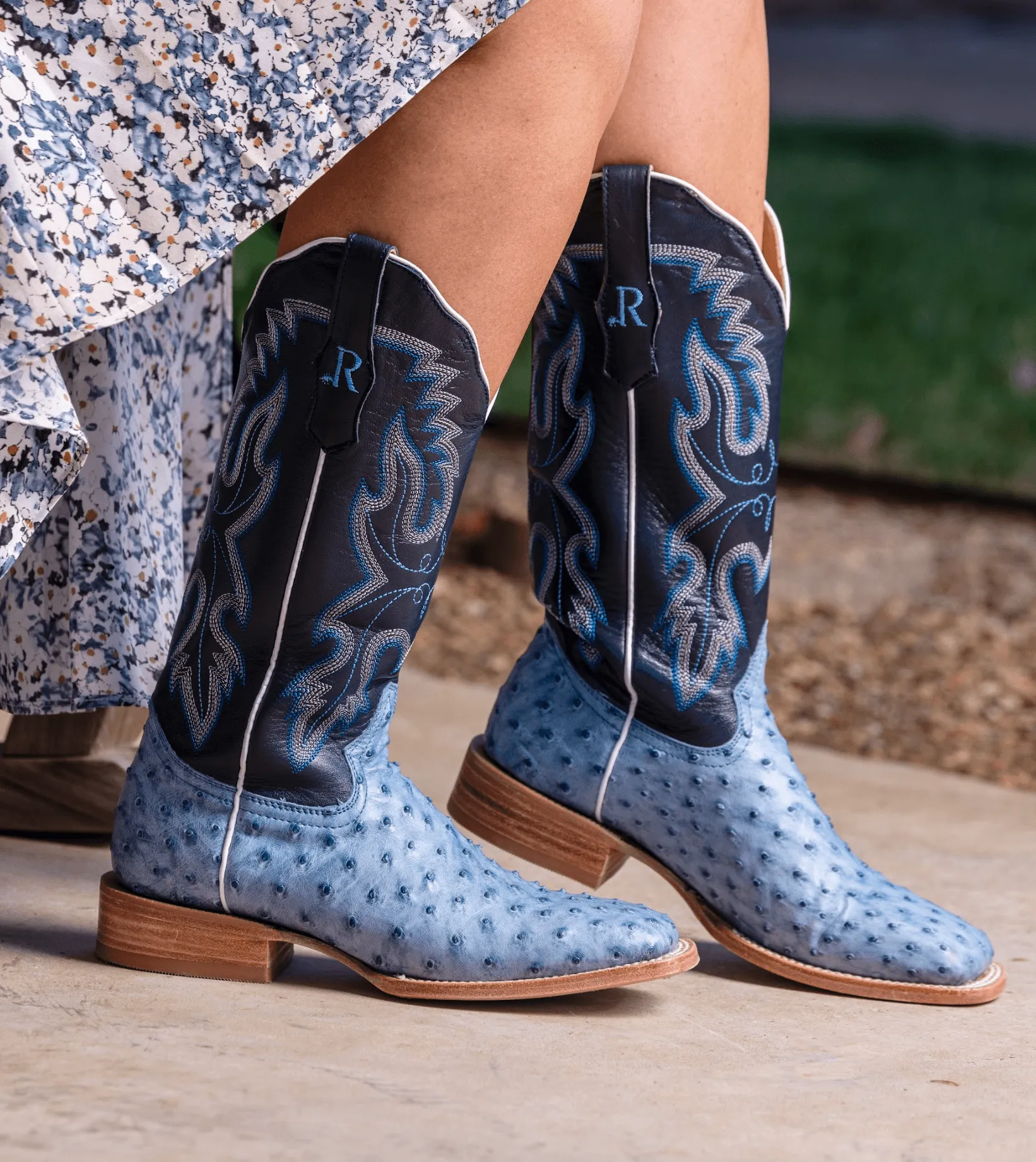 R. Watson Denim Square Toe Cowgirl Boots RWL4303-2