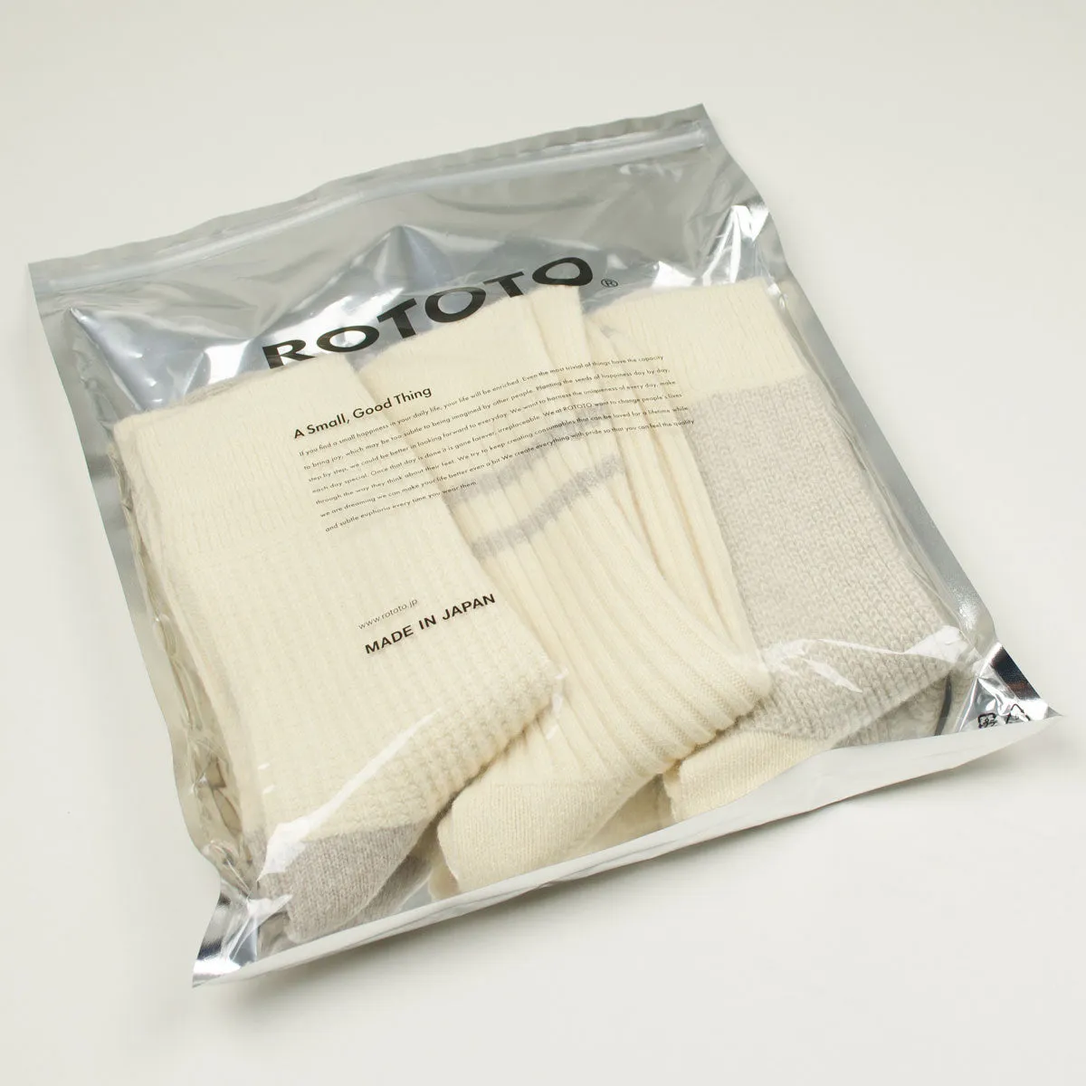 Recycled Cotton/Wool Socks 3-Pack - Off White / Gray