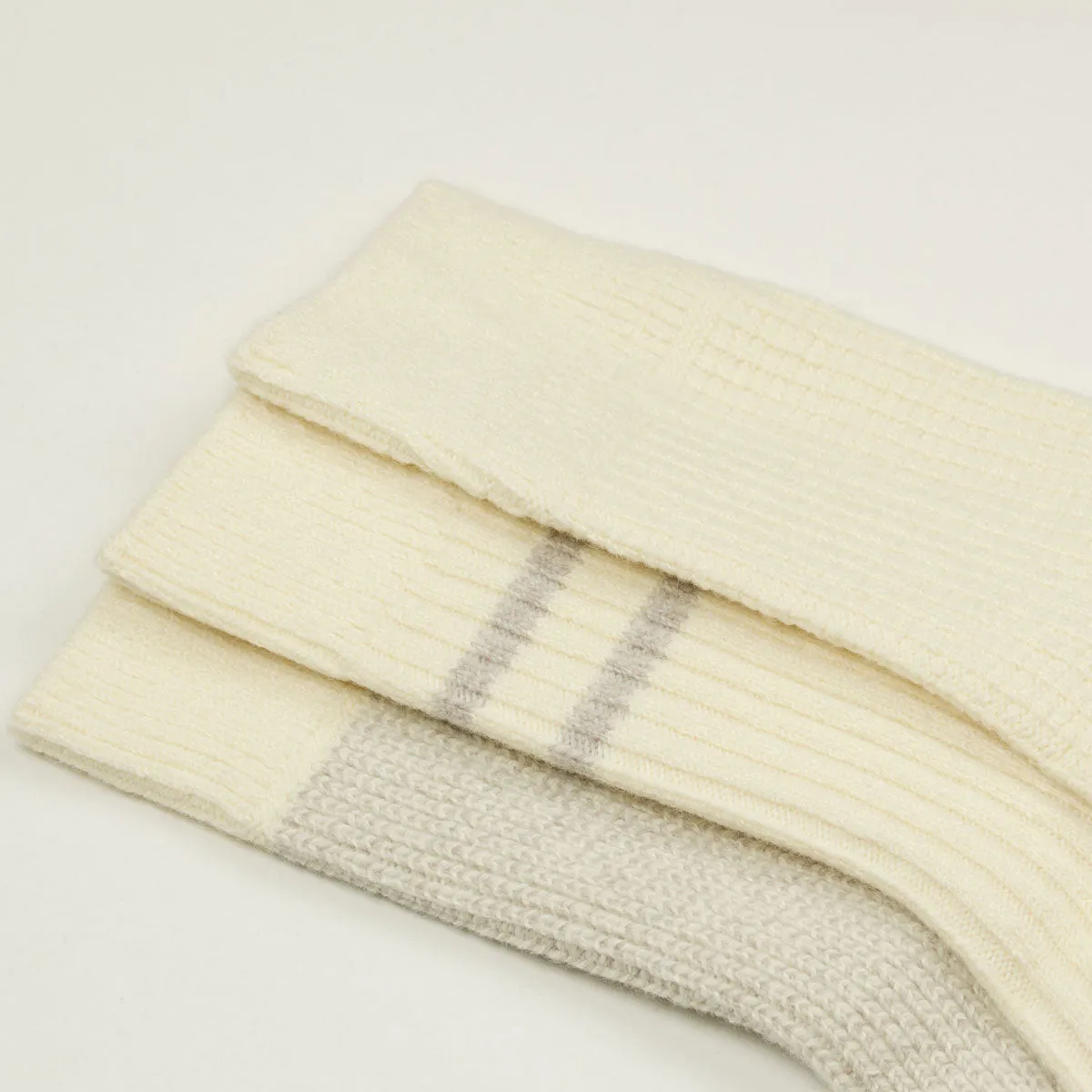 Recycled Cotton/Wool Socks 3-Pack - Off White / Gray