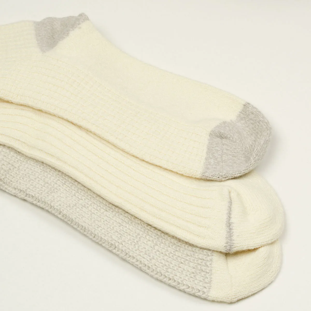 Recycled Cotton/Wool Socks 3-Pack - Off White / Gray