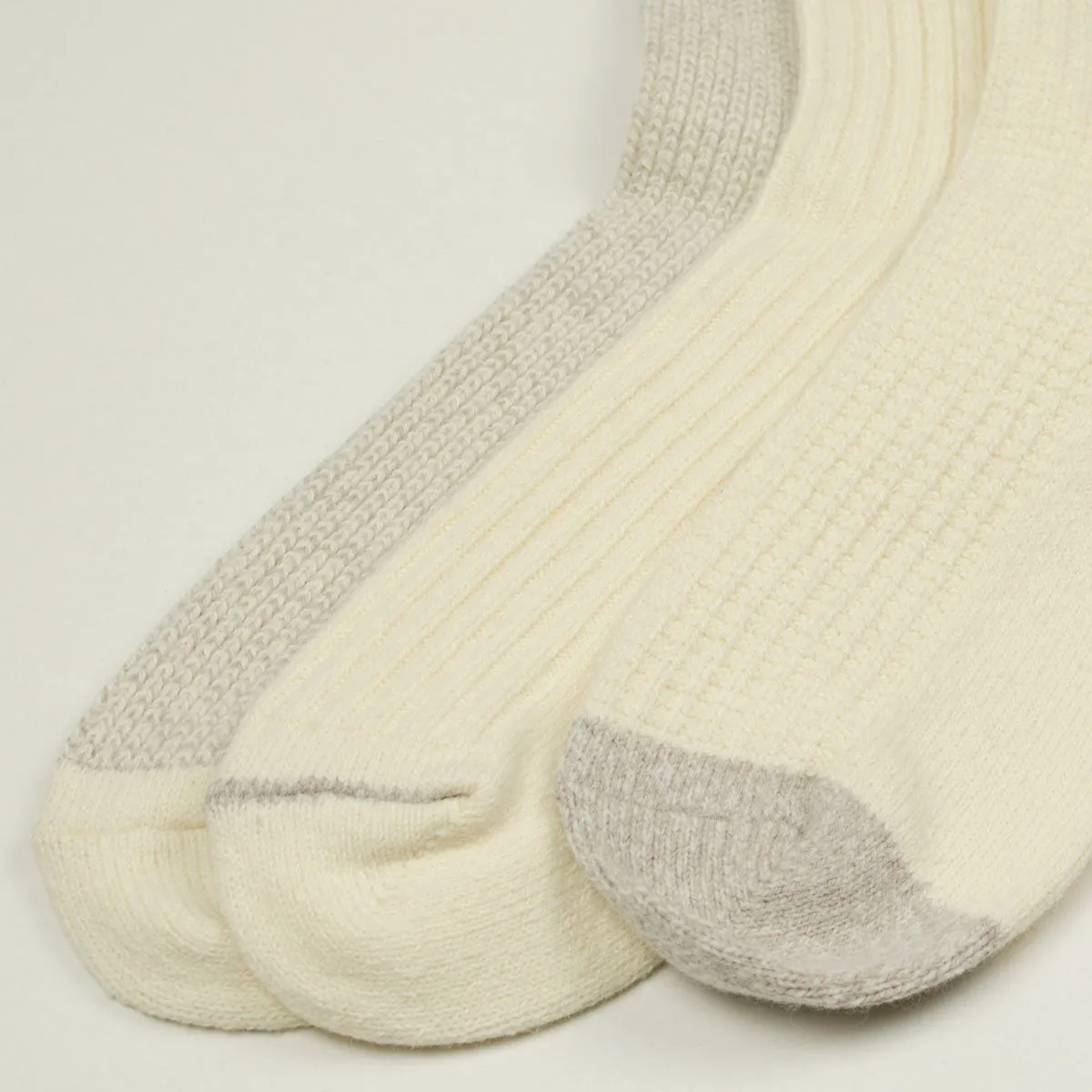 Recycled Cotton/Wool Socks 3-Pack - Off White / Gray