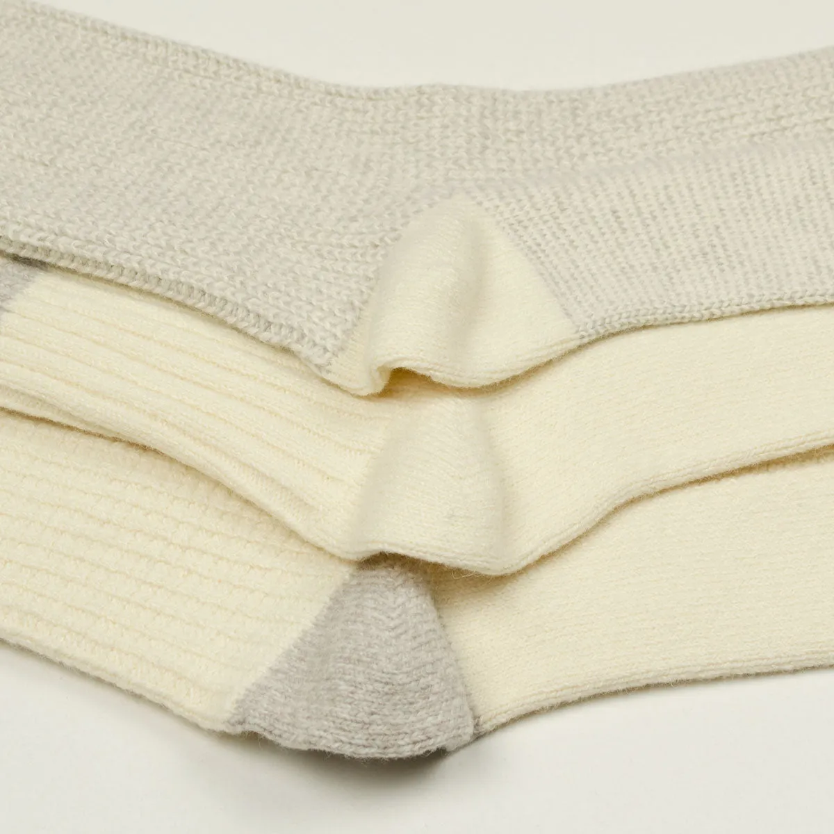 Recycled Cotton/Wool Socks 3-Pack - Off White / Gray