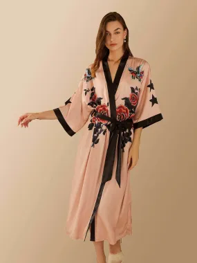 Red Rose Butterfly Kimono Robe