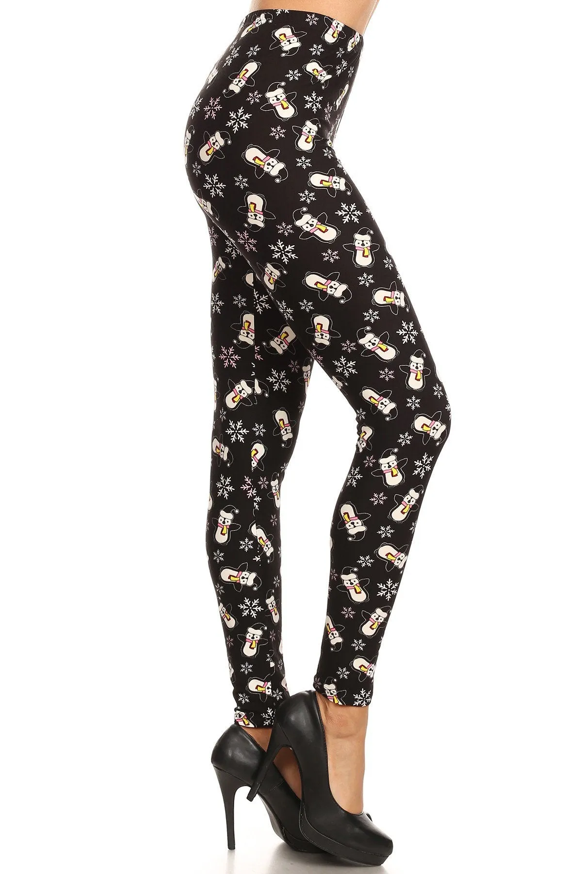 Regular Snowflake Pattern Printed Leggings for Women - Penguin Snowman