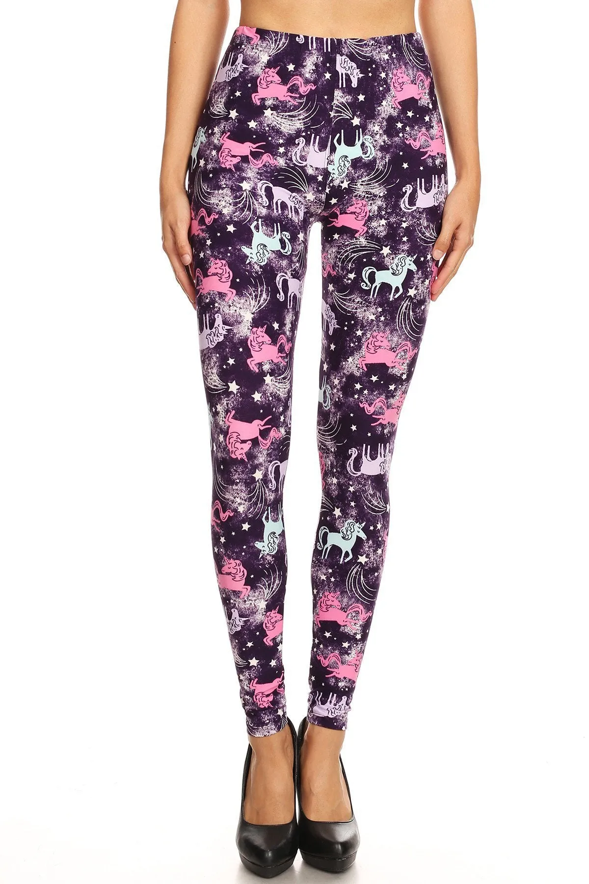 Regular Stars & Unicorns Pattern Leggings for Women