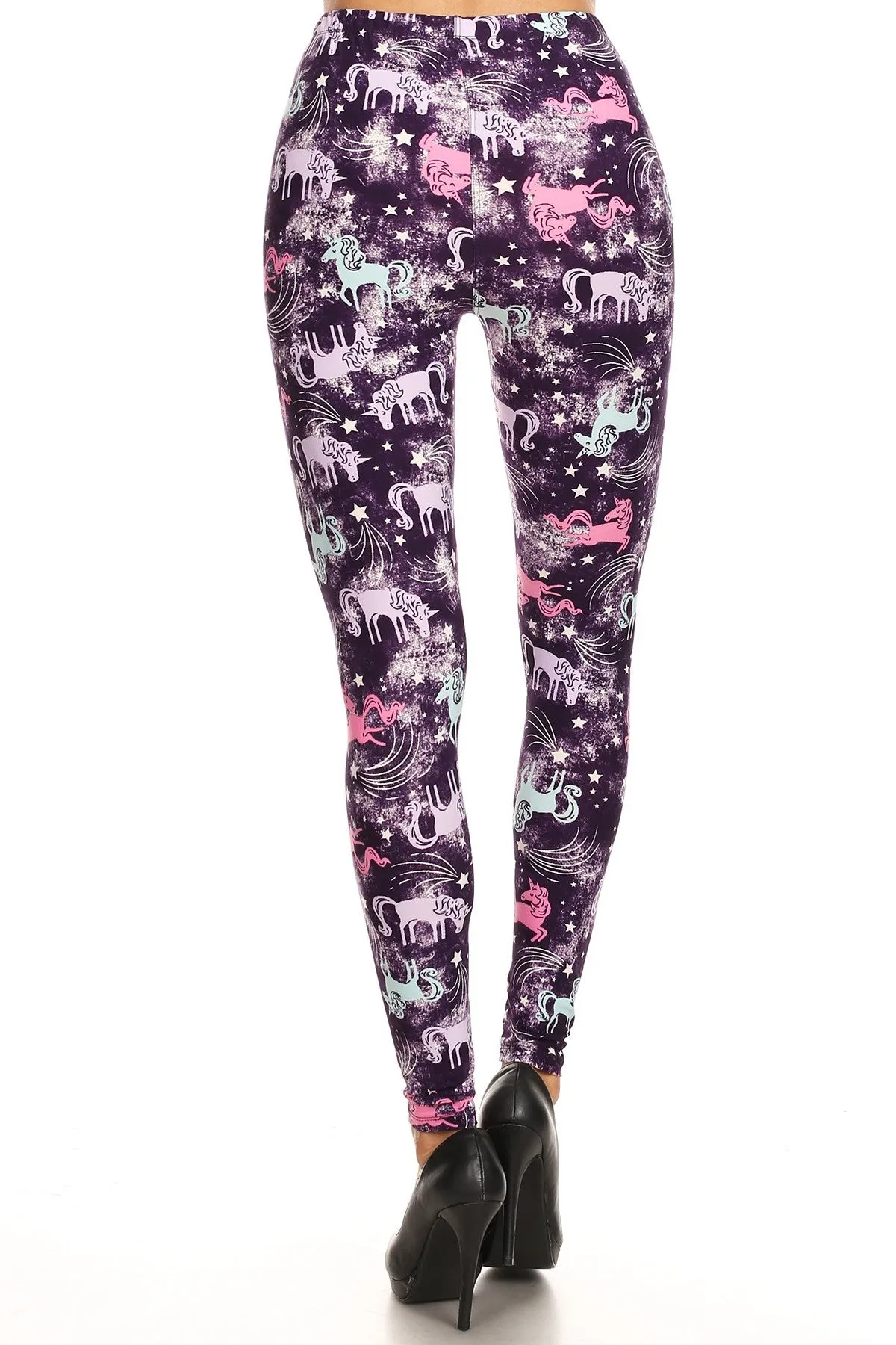 Regular Stars & Unicorns Pattern Leggings for Women