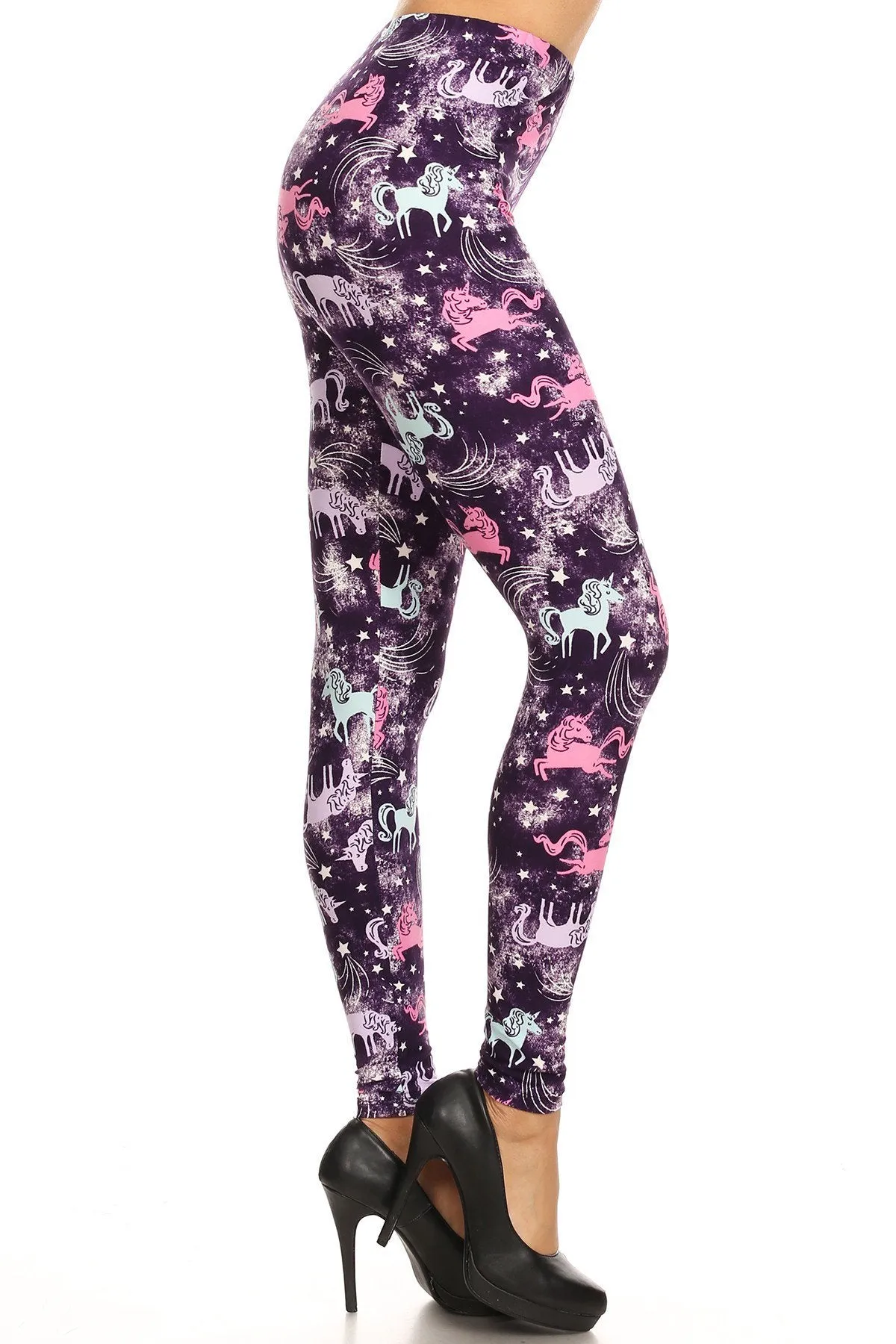 Regular Stars & Unicorns Pattern Leggings for Women