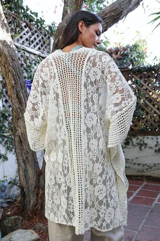 Result: Kimono with Floral Lace Textured Design