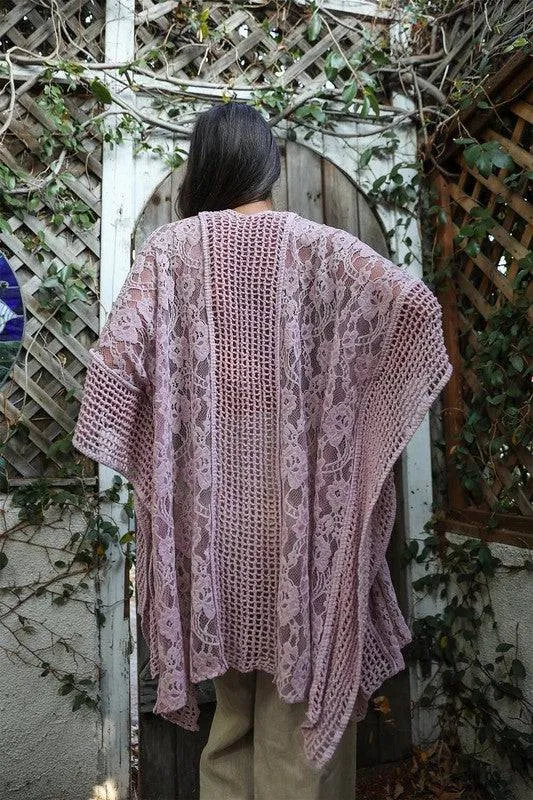 Result: Kimono with Floral Lace Textured Design