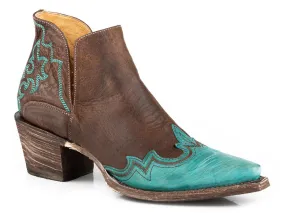 Roper Allure Brown/Turquoise Leather Ankle Boots