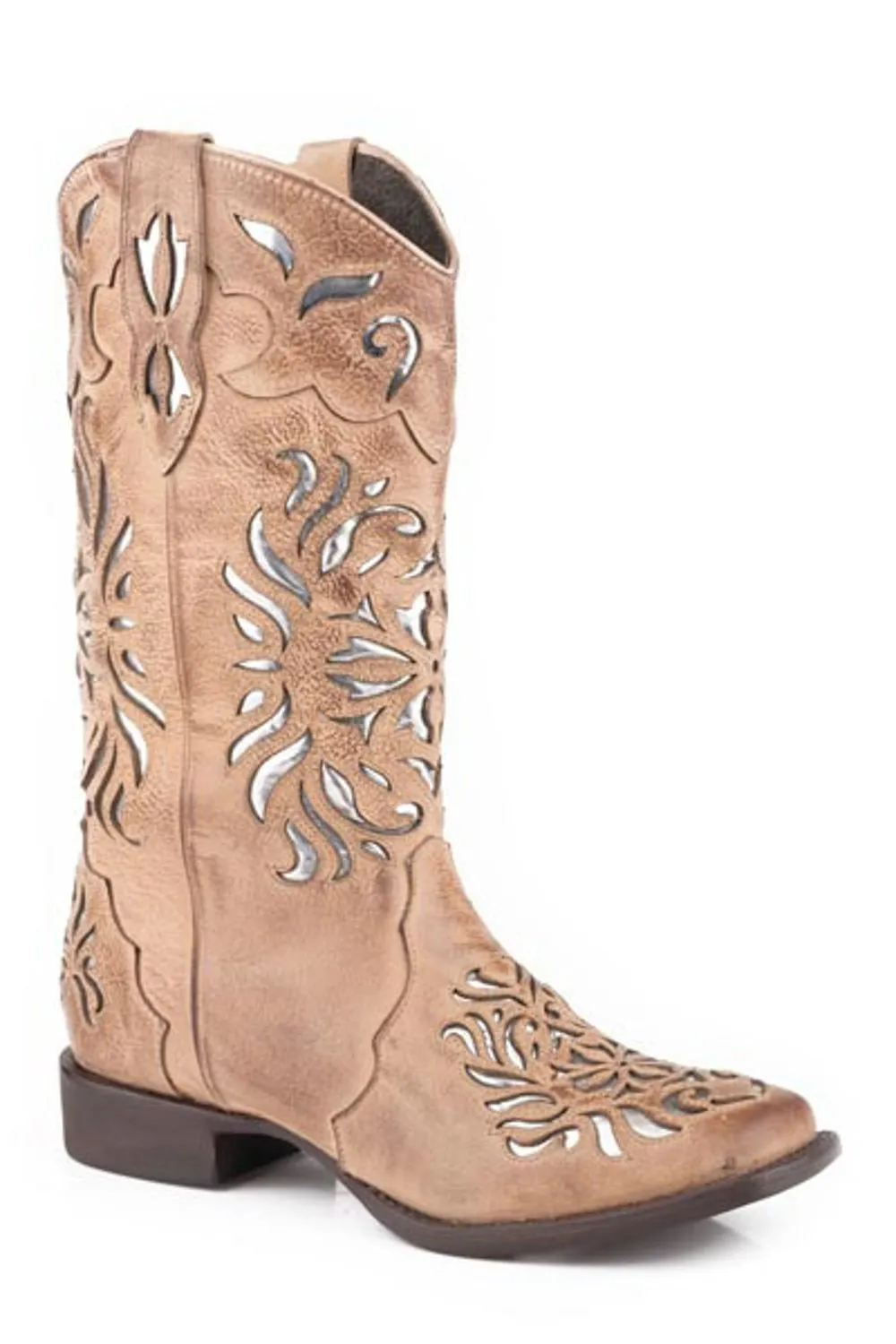 Roper Belle II Tan Leather Cowboy Boots for Women