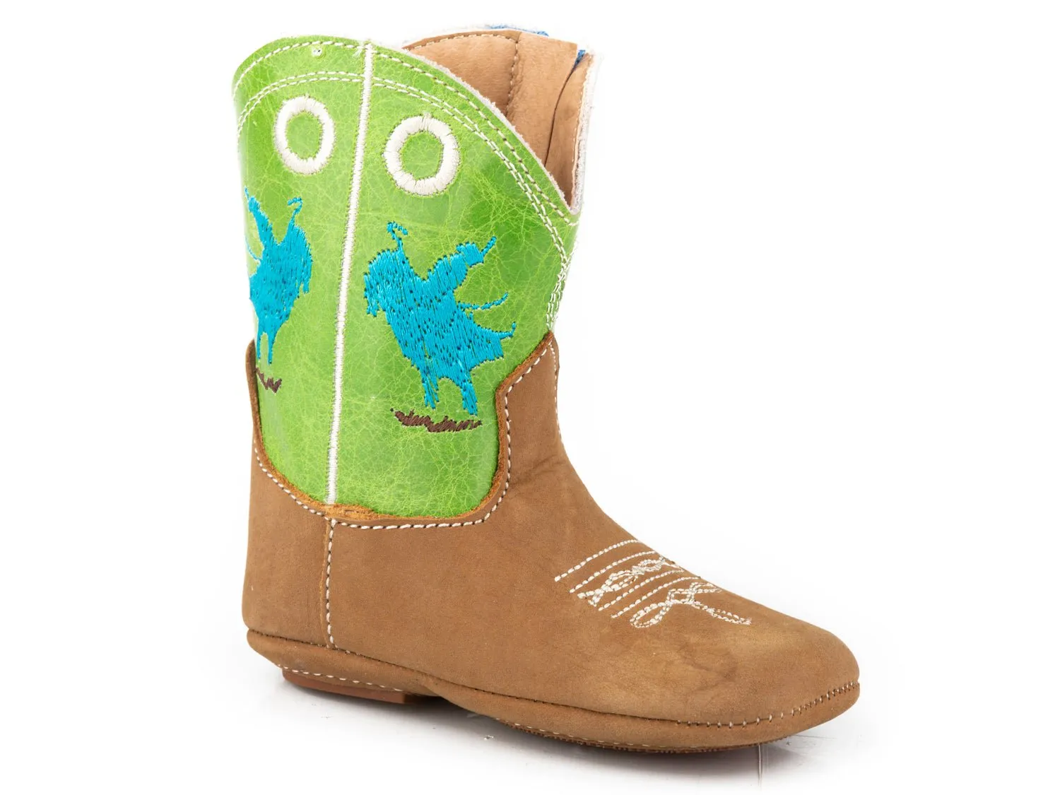 Roper Cowbaby Tan Leather Cowboy Boots for Infant Girls.