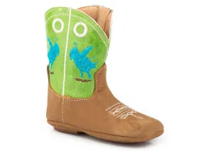 Roper Cowbaby Tan Leather Cowboy Boots for Infant Girls.