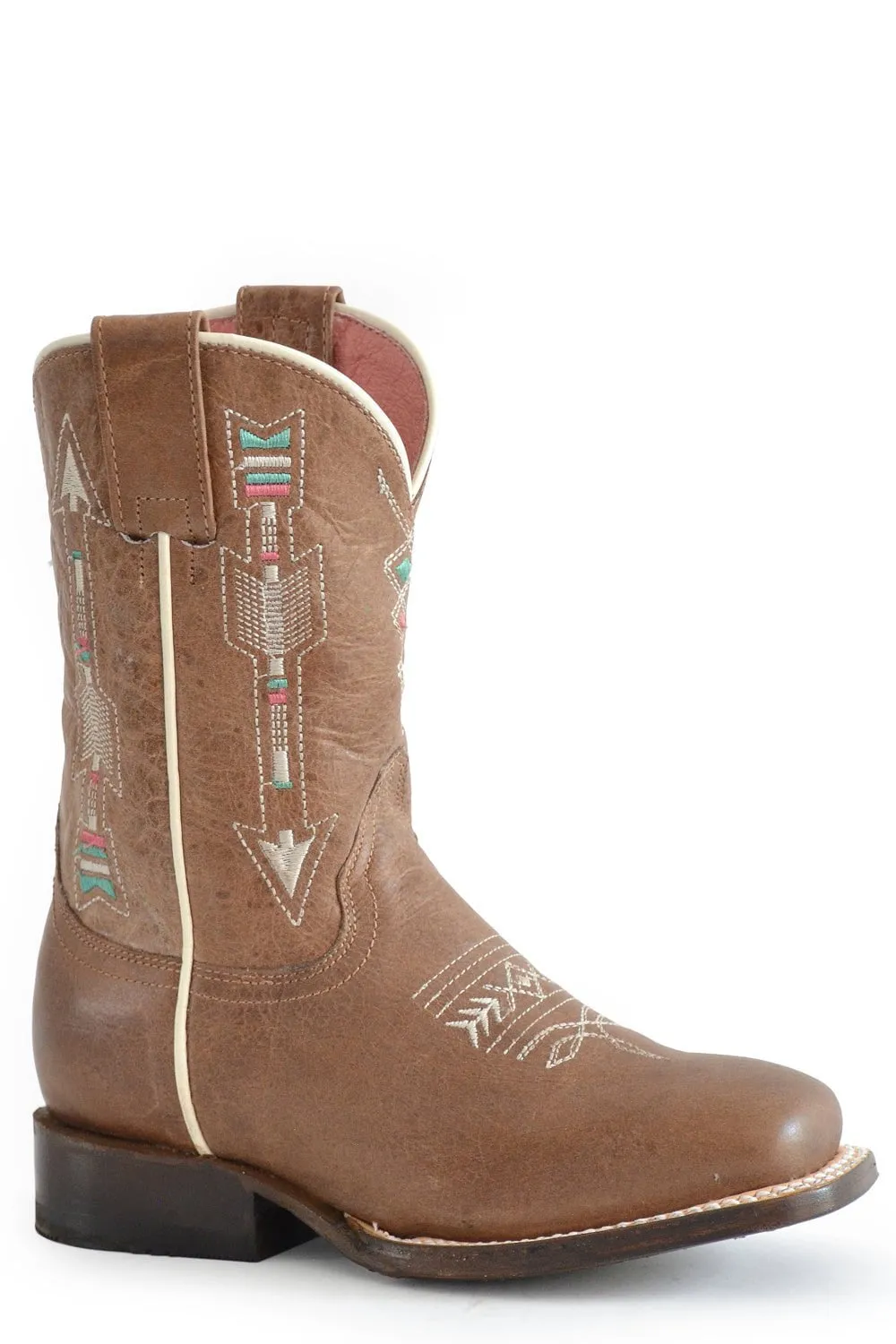 Roper Girls Indian Arrows Brown Leather Cowgirl Boots