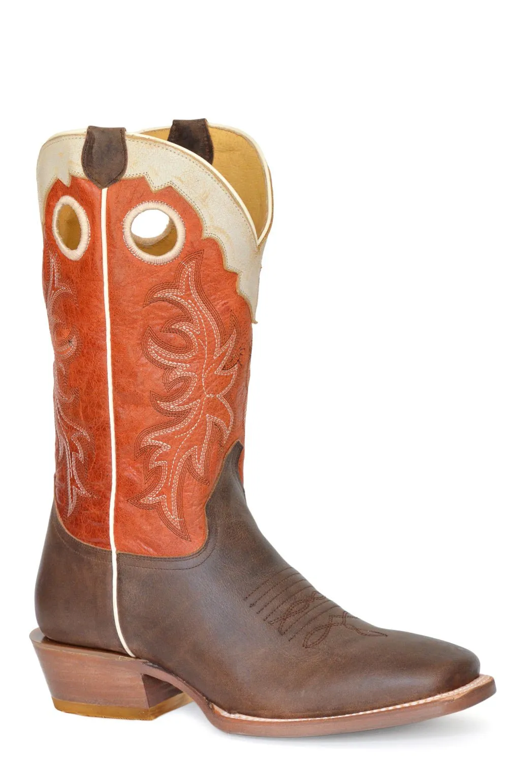 Roper Men's Ride Em Western Cowboy Boots in Brown Leather.