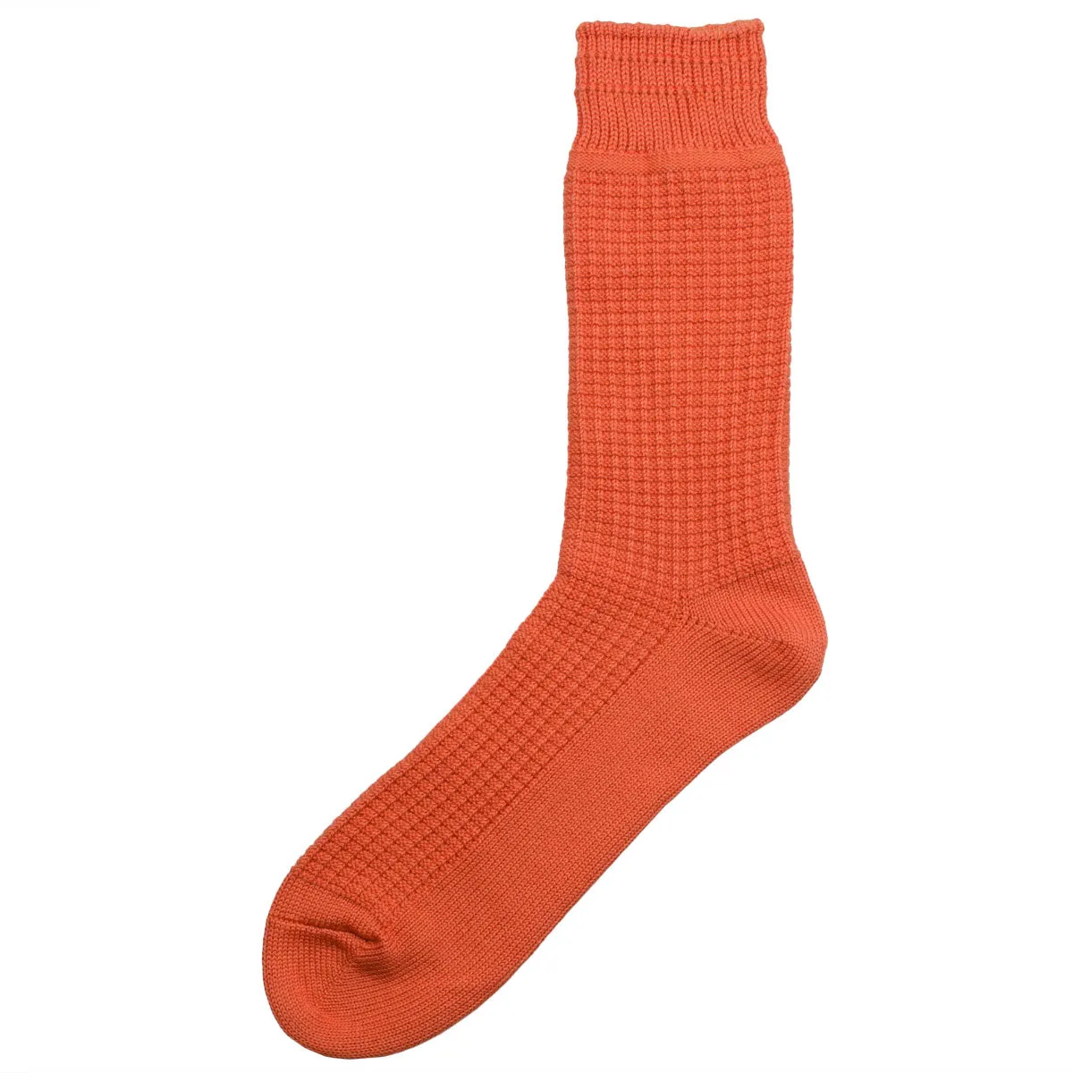 RoToTo Cotton Waffle Crew Socks Light Orange