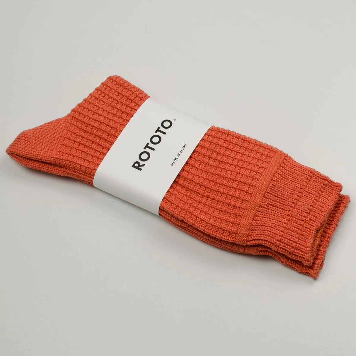 RoToTo Cotton Waffle Crew Socks Light Orange