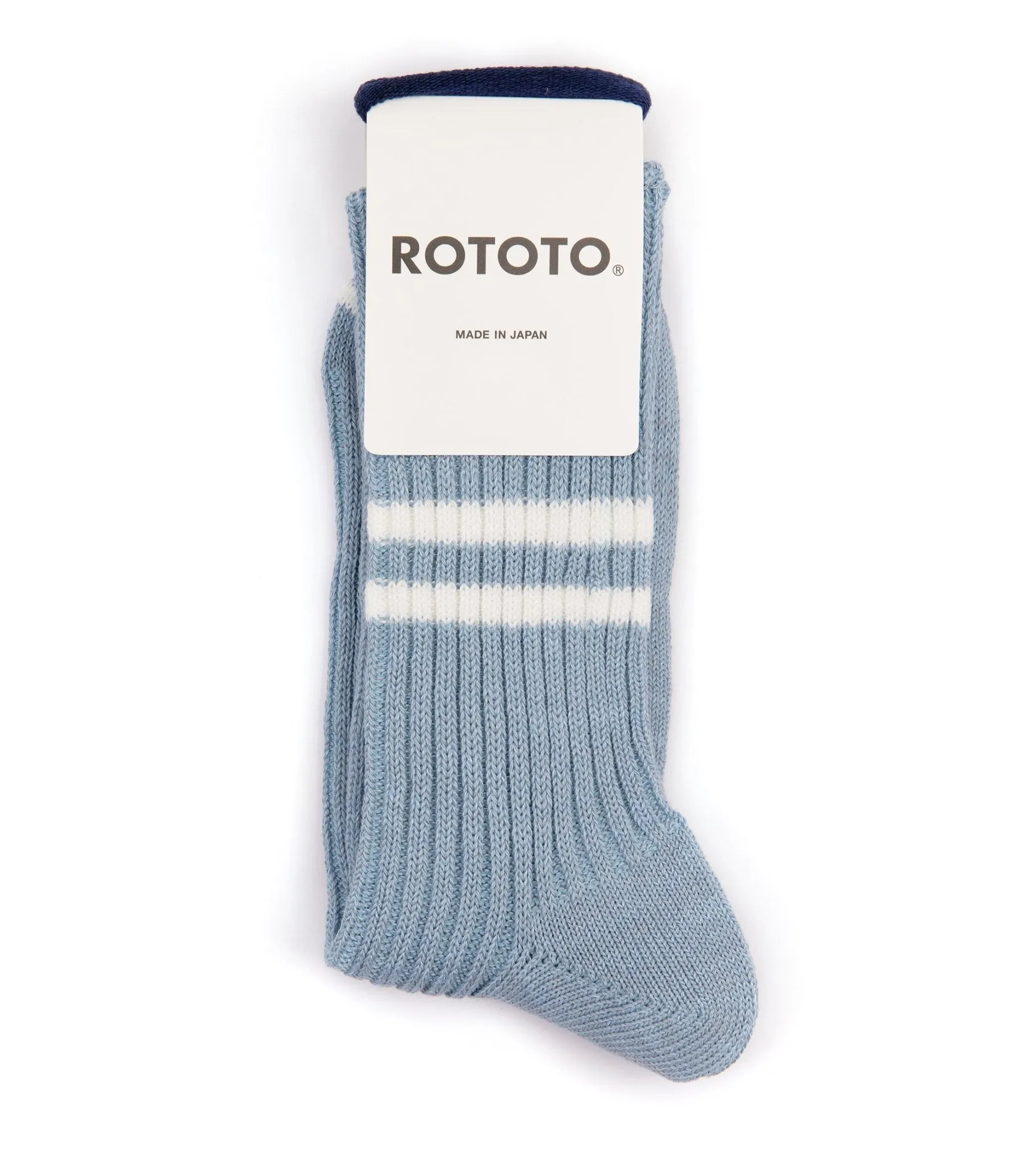 RoToTo Hemp Stripe Socks, Morning Blue and White - Organic Cotton