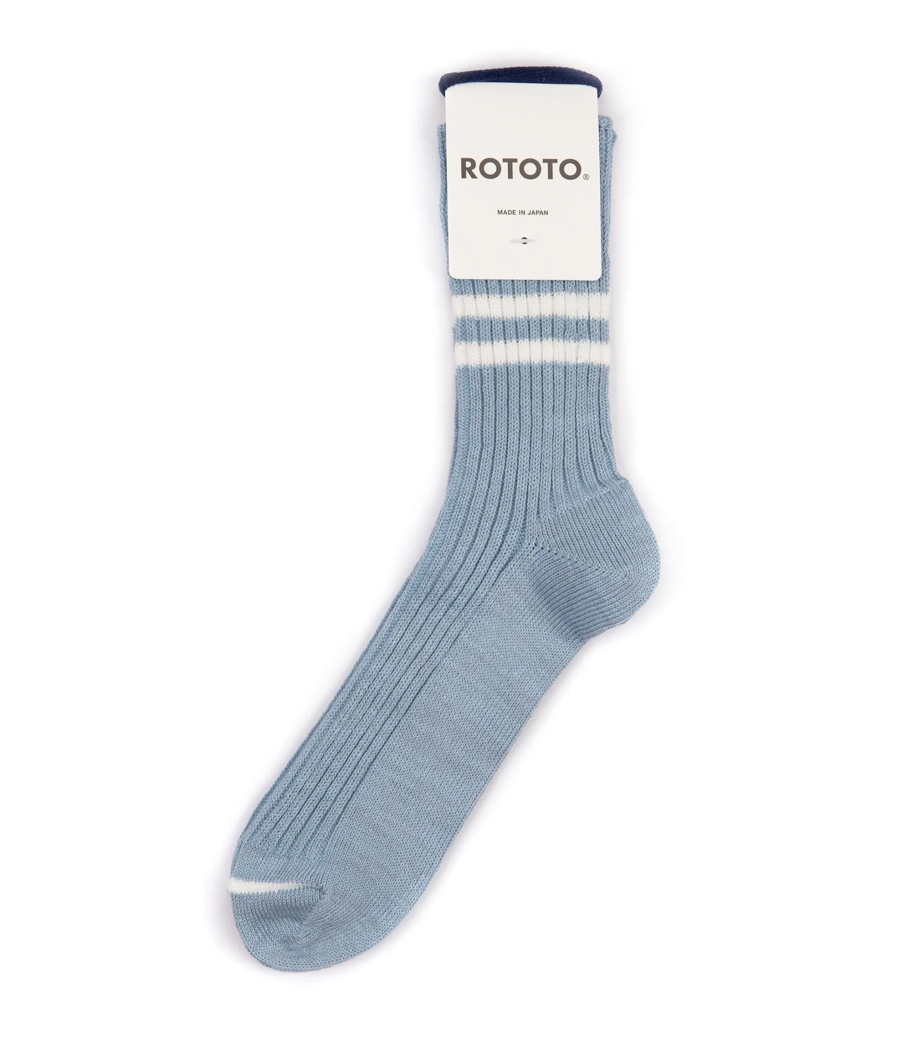 RoToTo Hemp Stripe Socks, Morning Blue and White - Organic Cotton