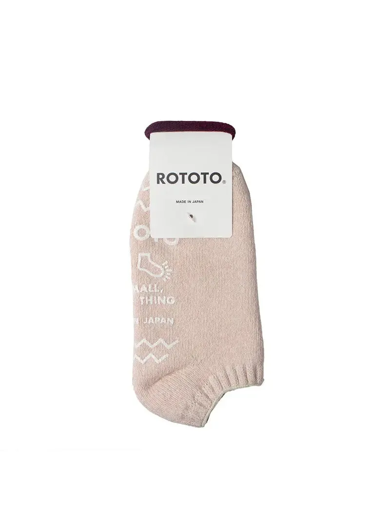 Rototo Recycled Cotton Slipper Socks Ivory Pink