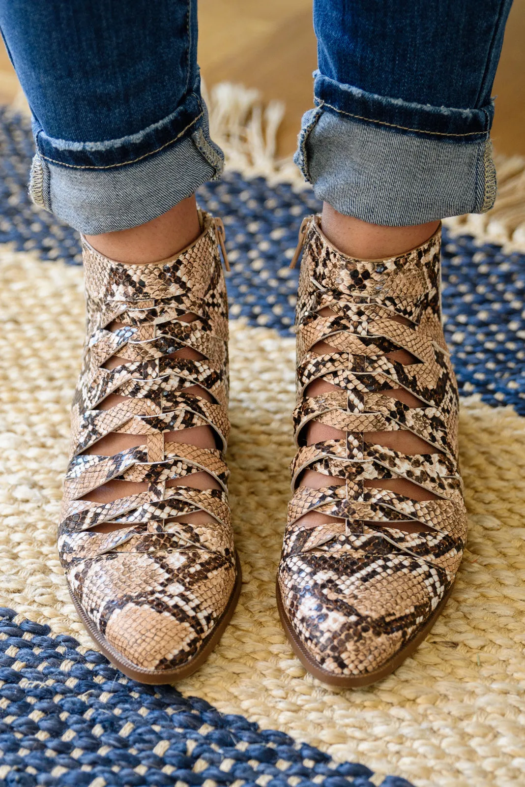 Sadie Snake Print Ankle Boots