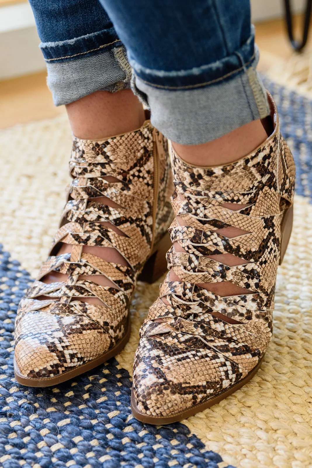 Sadie Snake Print Ankle Boots