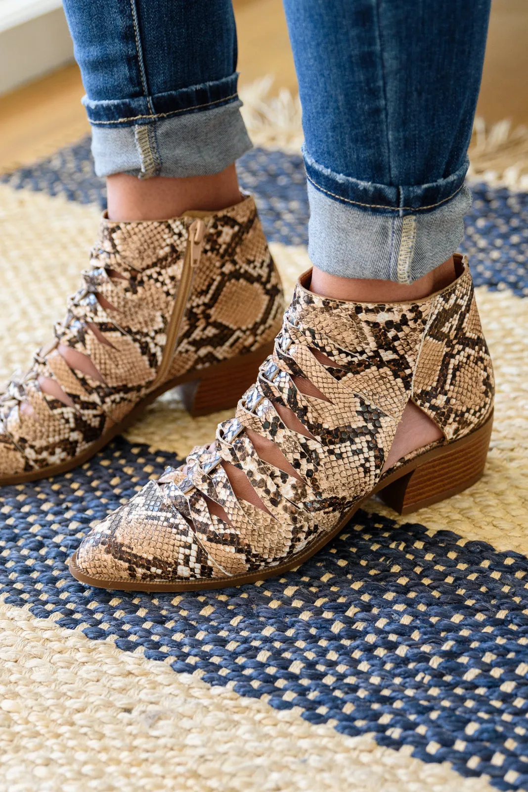 Sadie Snake Print Ankle Boots