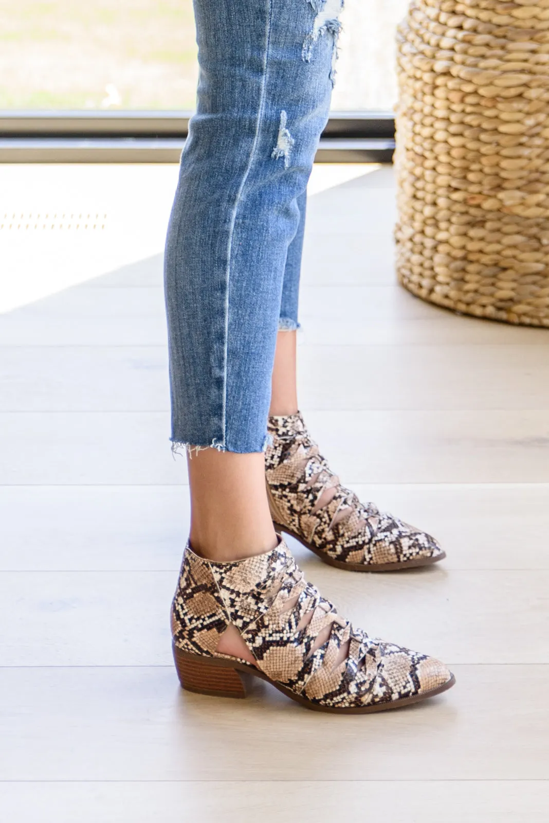 Sadie Snake Print Ankle Boots